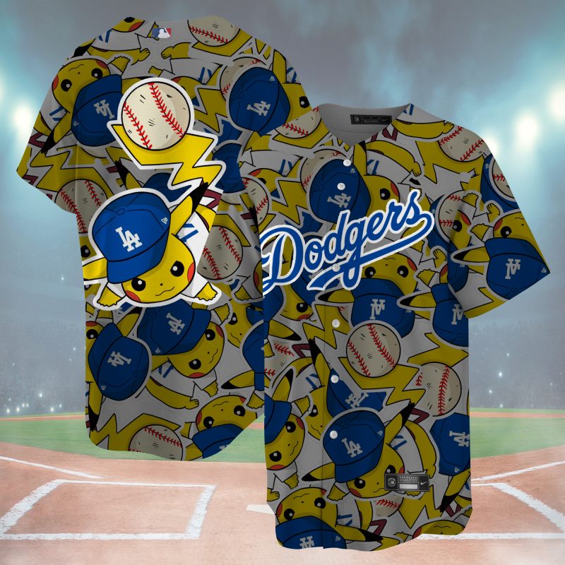 MLB x Pokemon Pikachu LA Dodgers Custom Baseball Jersey - NL1327625