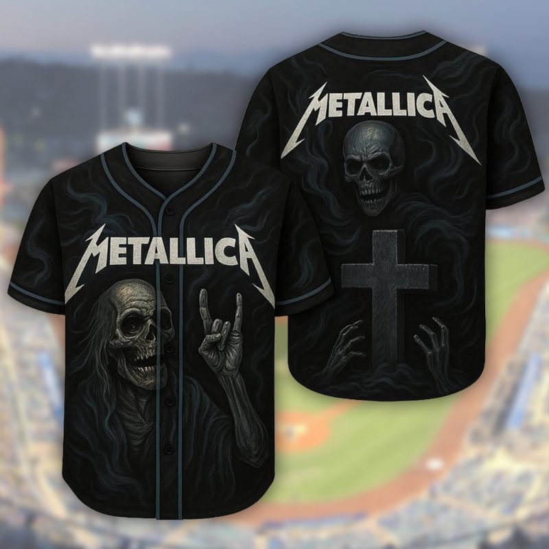 MLB x Metallica Skull Rock Heavy Metal Band Custom Baseball Jersey - NL147725