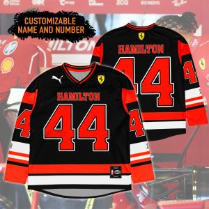 Ferrari F1 Racing Car Lewis Hamilton Number 44 Custom Hockey Jersey - NL325725