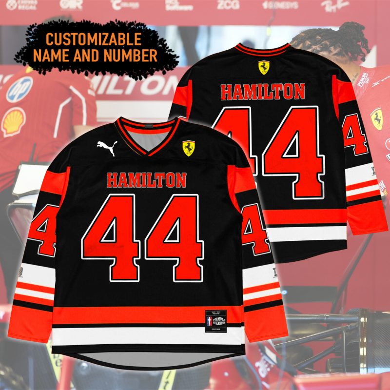 Ferrari F1 Racing Car Lewis Hamilton Number 44 Custom Hockey Jersey - NL325725