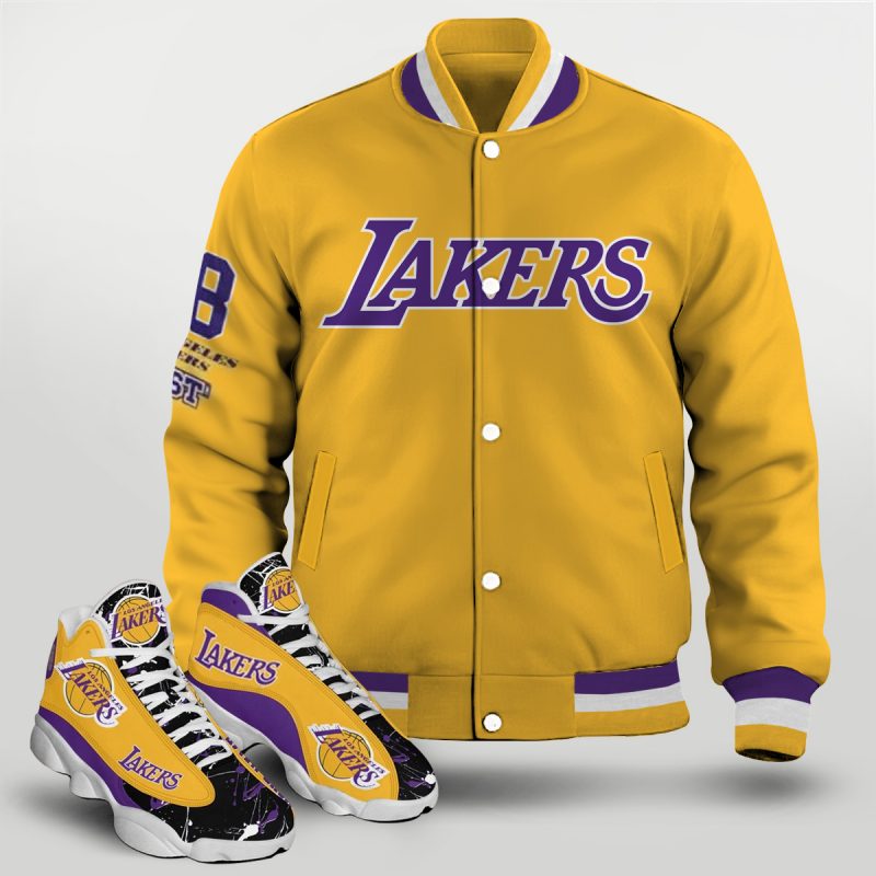Los Angeles Lakers Varsity Jacket & Ạ13 Sneaker Set - XX1305030