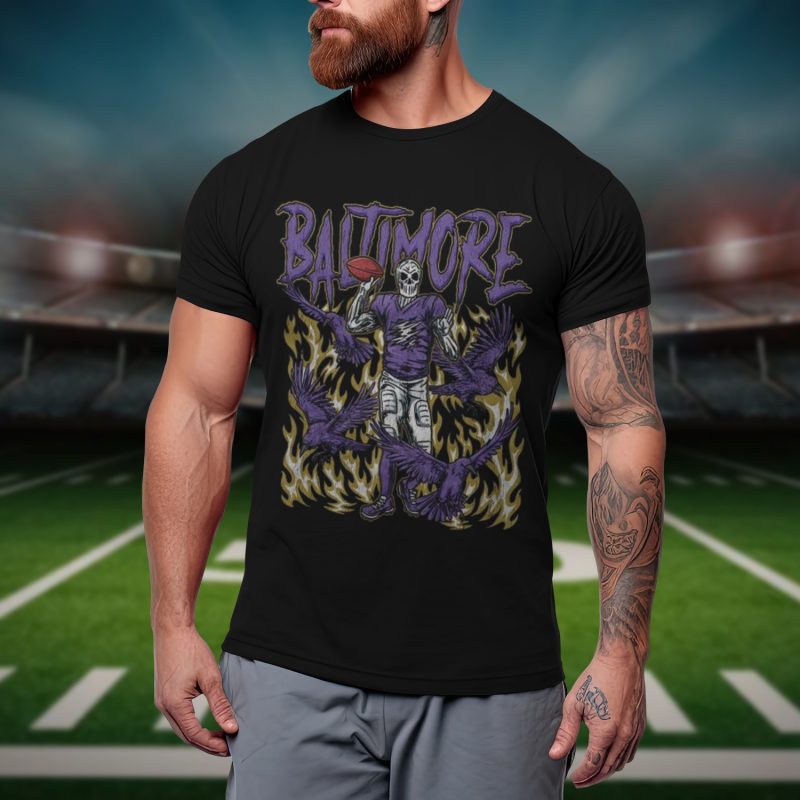 Baltimore Ravens Football Shirt, Graphic Tees, Skeleton Shirt, Merch Tee, Gift Shirt, Bootleg Shirt, Rams, Vintage Shirt, NFL - NL8220625