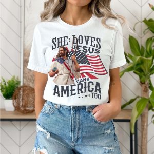 Independence Day Shirt, Christian Shirt, 4th of July Shirt, She Loves Jesus And America Too Shirt, America Retro Shirt, Usa Shirt, USA Flag - NL0225