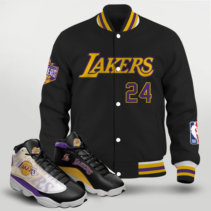 Los Angeles Lakers Varsity Jacket & Ạ13 Sneaker Set - XX1305031