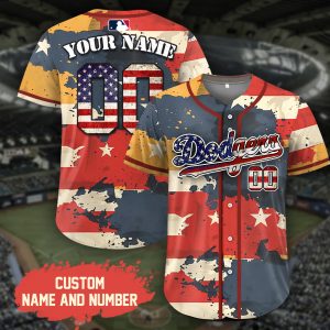 MLB x USA Flag LA Dodgers Custom Baseball Shirt - NL526625