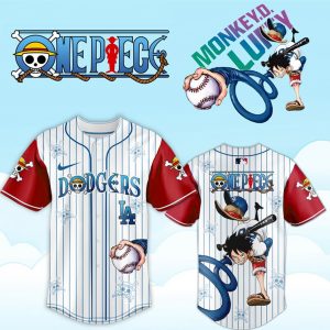MLB LA Dodgers x One Piece Anime x Sport Inspired Baseball Shirt - NL318625