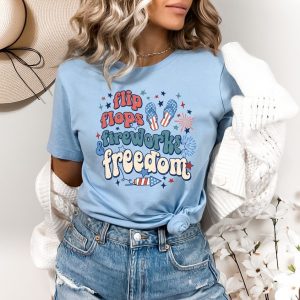 Flip Flops,Fireworks,Freedom Shirt, Patriotic Shirt, Fourth of July Shirt, 4th of July Shirt, Independence Day Shirt, Memorial Day - NL0425