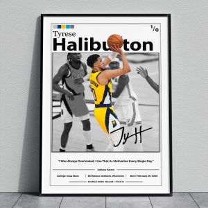 Tyrese Haliburton Metal Frame Poster, NBA Gift, Motivational Gift, Framed Print, Sports Wall Art, Wall Poster, Gift For Him - NL1125