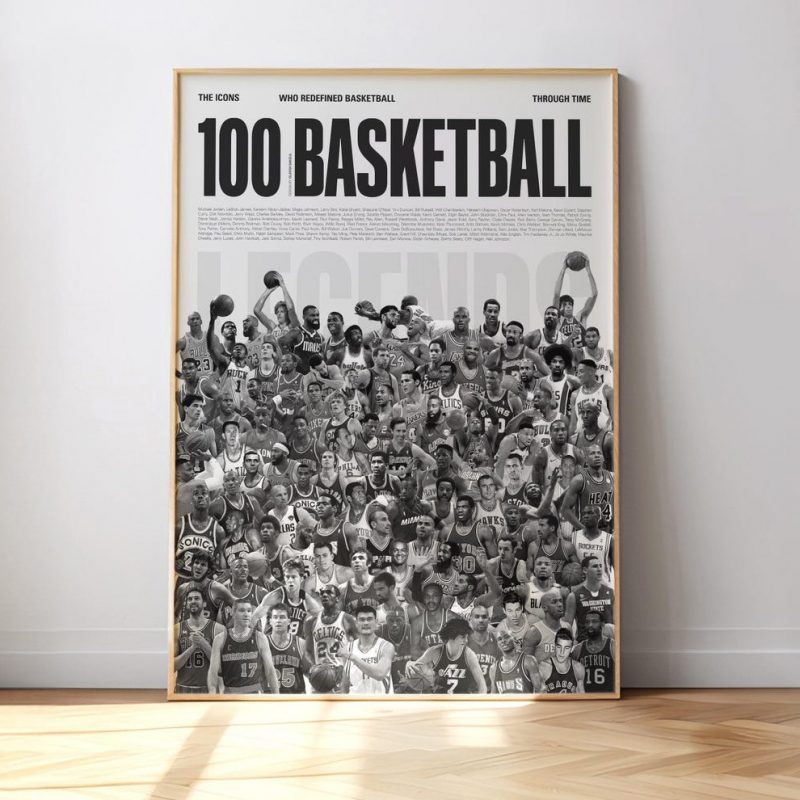 The Icons, 100 Basketball, The Greatest Of All Time Metal Frame Poster, NBA Gift, Motivational Gift, Sports Wall Art, Wall Poster, Gift For Him - NL1225 - Image 2