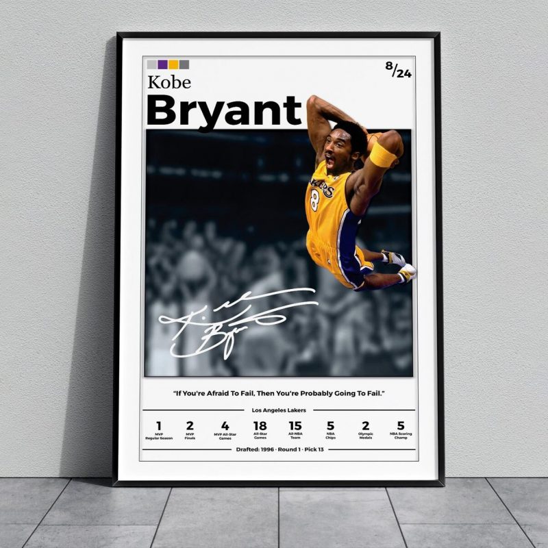 Kobe Bryant, LA Lakers, Metal Frame Poster, NBA Gift, Motivational Gift, Sports Wall Art, Wall Poster, Gift For Him - NL1325