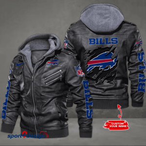 Buffalo Bills Leather Hood Jacket  - XX051349