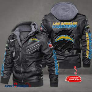 Los Angeles Chargers Leather Hood Jacket - XX051438