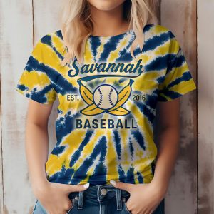Savannah Tie Dye Bleach Baseball Unisex Heavy Cotton Tee, Graphic Tees, MLB Merch Tees, Crewnecks - NL1223625